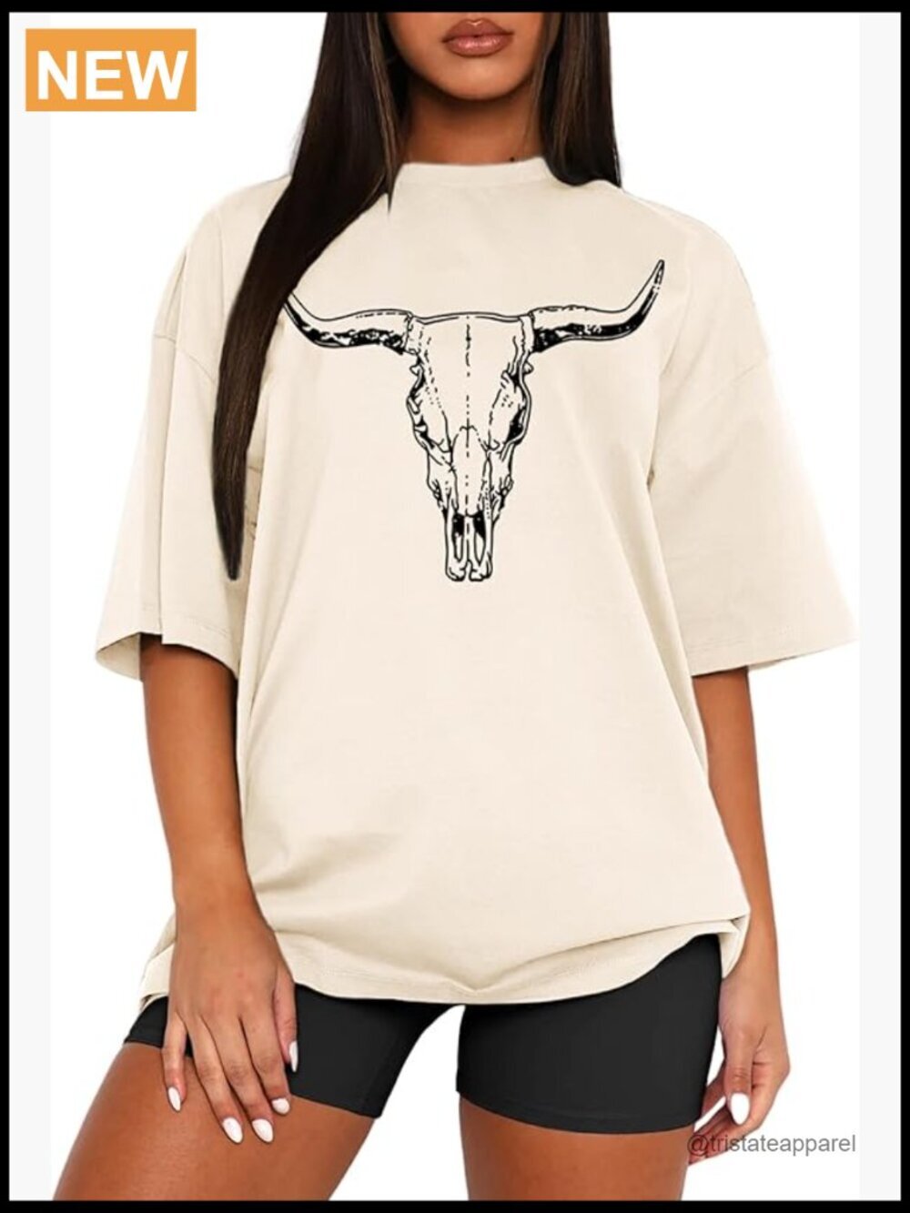 Women's Boho Cow Skull Graphic Tee Short Sleeve T-Shirt